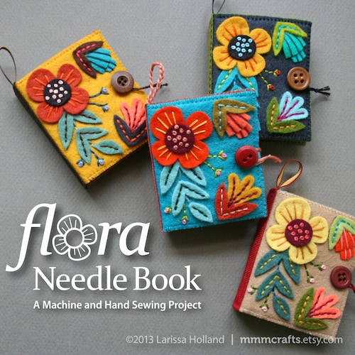 Flora Needle Book PDF Strickmuster für eine Nadelfilz-Maschine mit Blumenmuster und handgenähter Nadeldose