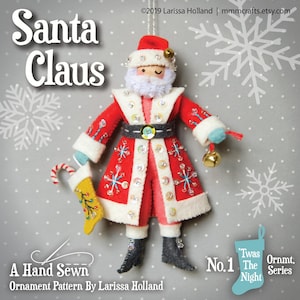 Santa Claus PDF pattern, a hand sewn wool felt ornament