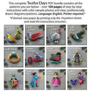 Twelve Days Series COMPLETE 1-12 PDF Pattern Bundle: A discounted set of hand sewn wool felt Christmas ornament patterns plus bonus content! image 2
