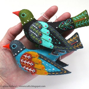 Colly Bird PDF pattern for a hand sewn wool felt ornament image 4