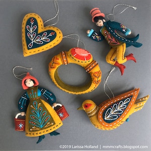 Twelve Days Series COMPLETE 1-12 PDF Pattern Bundle: A discounted set of hand sewn wool felt Christmas ornament patterns plus bonus content! image 5