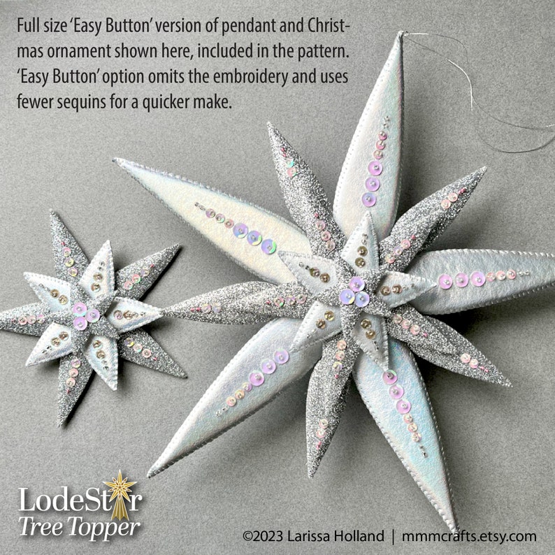 LodeStar Tree Topper PDF pattern, a hand sewn wool felt Christmas star image 9