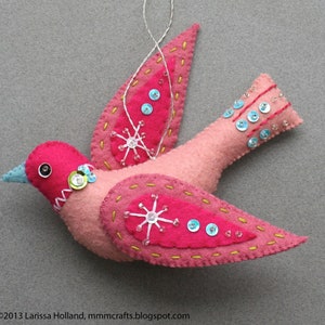 Snow Bird PDF pattern for a hand sewn wool felt ornament image 6
