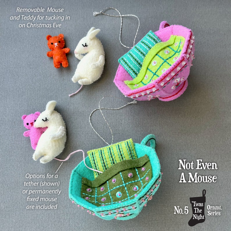 Not Even A Mouse PDF pattern, a hand sewn wool felt ornament image 6