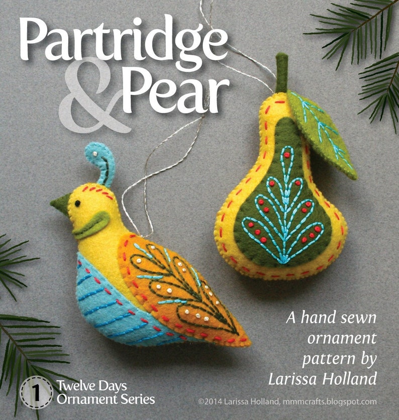 Partridge & Pear PDF pattern for a hand sewn wool felt image 1