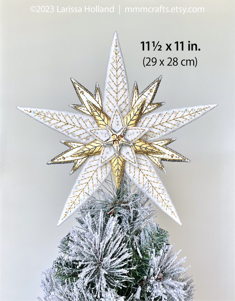 LodeStar Tree Topper PDF pattern, a hand sewn wool felt Christmas star image 3