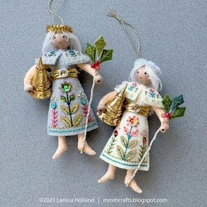 Ghost of Christmas Past PDF pattern, a hand sewn wool felt ornament, Ebenezer Ornament Series No. 3 image 3