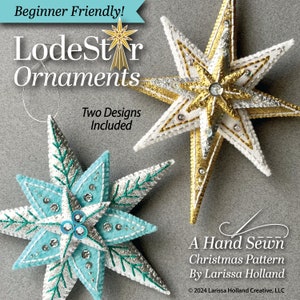 PDF-mönster för två handsydda julstjärnor i ullfilt av LodeStar-ornament