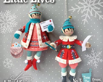 Little Elves PDF pattern, hand sewn wool felt ornaments