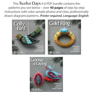 Twelve Days Series 4-6 PDF Pattern Bundle: Colly Bird, Gold Ring, and Goose a-Laying image 2
