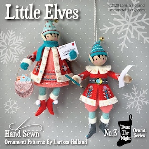 Little Elves PDF pattern, hand sewn wool felt ornaments