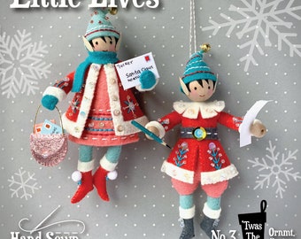 Little Elves PDF pattern, hand sewn wool felt ornaments