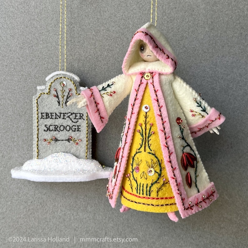 Ghost of Christmas Yet To Come PDF pattern, a hand sewn wool felt ornament, Ebenezer Ornament Series No. 5 image 3
