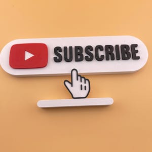YouTube Subscribe 3D Logo Sign, Social Media,  Decor Creator Desk Art Content Gift