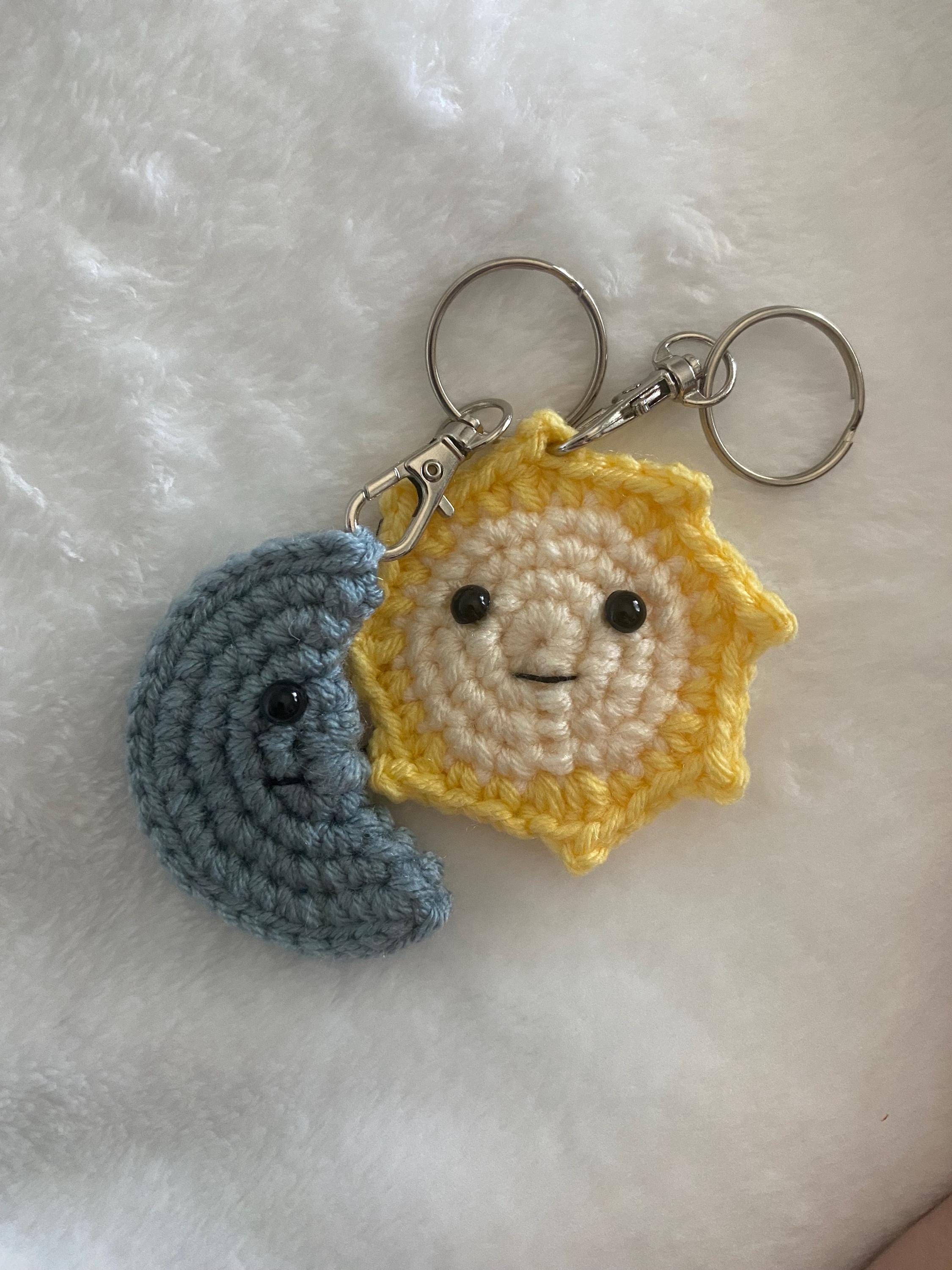 Crochet Couples Keychain — Sun and Moon Amigurumi, Handmade Kawaii