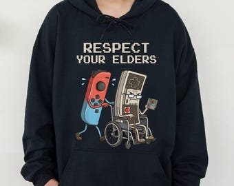 Sudadera con capucha retro de gamer: regalo para el abuelo. Sudadera con capucha divertida de videojuegos de la vieja escuela para hombre. Sudadera con capucha suave.