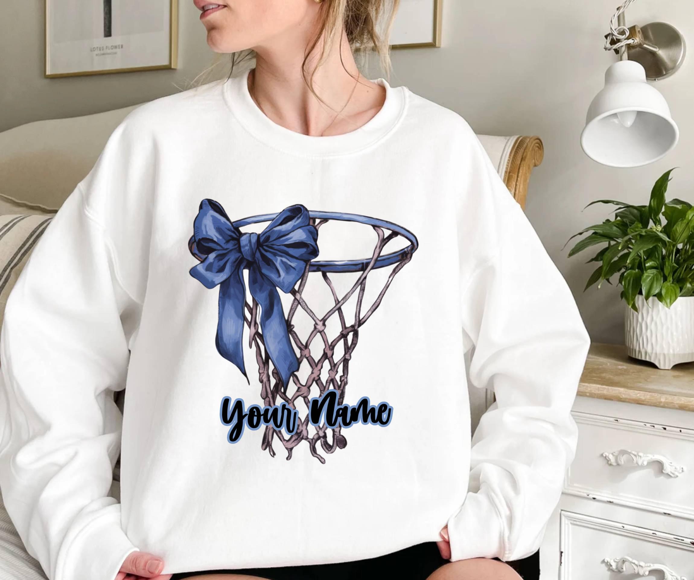 Personalized Basketball Sweatshirt, Basketball Mom Sweatshirt, Basketball Bow Sweatshirt, Sport Mom Gift, Basketball Lover Gift Game Day