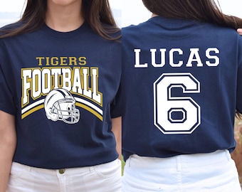 Custom Football Team Name & Number Shirt Football Mom Shirt Football Team Shirt Game Day Shirt Gift for Mom High School Football Cheer Shirt