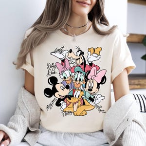 Retro Mickey and Friends Signatures Shirt, Disneyland Tee,Magical Shirt, Disney Characters Tee,Disney Mouse Head Tee,Family Mickey & Co Gift