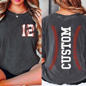 Comfort Colors® Custom Baseball Number and Name T-shirt, Personalized Baseball Gift, Baseball Mom Tee, Baseball Team Outfit, Sports Mom Gift