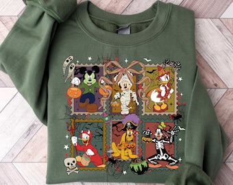Sudadera retro de Disney para Halloween 2025, sudadera de Mickey y sus amigos para Halloween, sudadera de fiesta de Halloween, sudadera de viaje familiar de Disney