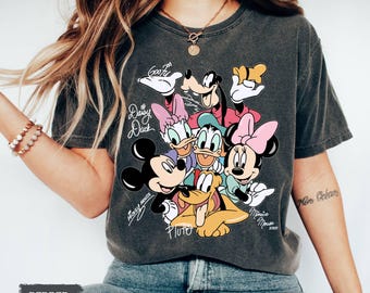 Comfort Colors® Retro Mickey and Friends Signatures Shirt, Disneyland Family Tee,Magical Shirt, Disney Characters Tee, Disney Mouse Head Tee