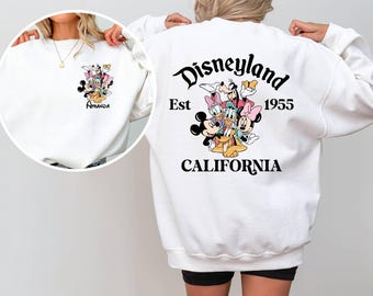 Personalized Disneyland California Sweatshirt, Custom Disneyland Est. 1955 Sweater Disney Family Mickey and Friends Disney Trip 2025 Sweat