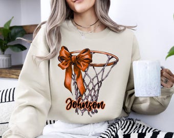 Coquette Basketball Sweatshirt, Basketball Mom Sweatshirt, Basketball Coquette Bow Sweatshirt, Sport Mom Gift,Basketball Lover Gift Game Day