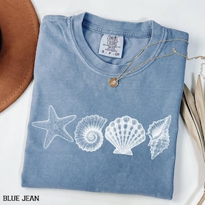 Comfort Colors® Retro Sea Shells T-shirt,  Sea Lovers Shirt, Summer Y2k Ocean Shirts, Cute Sea Animal Tee, Sea Shell 90s Vintage Style Shirt