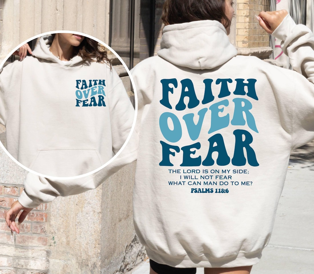 Faith Over Fear Christian Hoodie,Aesthetic Christian Noel Hoodie,Trendy Religious Hoodie,Jesus Christmas Hoodie,Church Hoodie,Baptism Hoodie