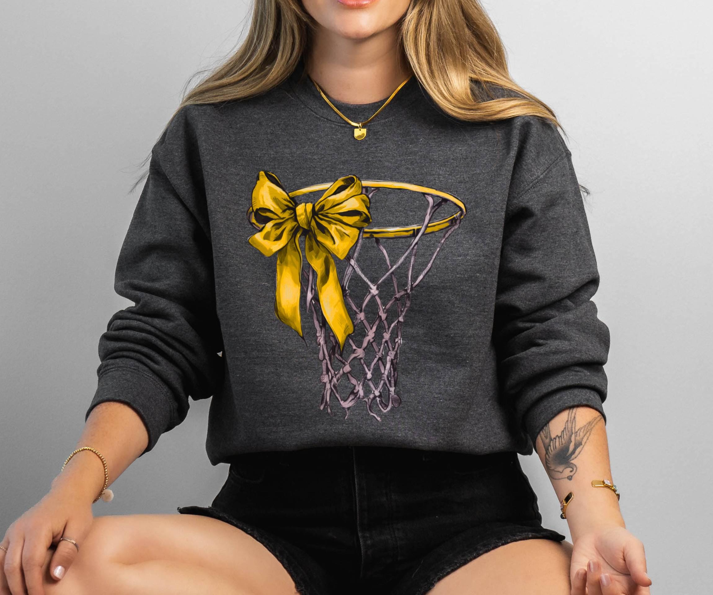 Personalized Basketball Sweatshirt, Basketball Mom Sweatshirt, Basketball Bow Sweatshirt, Sport Mom Gift, Basketball Lover Gift Game Day