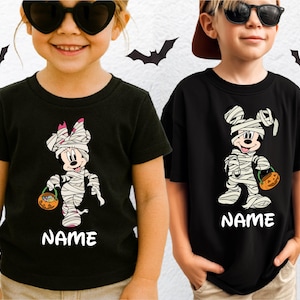 Custom Disney Halloween Kids Shirt, Disneyland Toddler Shirt, Spooky Season Shirt, Halloween Party Mickey and Minnie Family Matching Costume