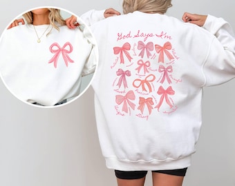 Sudadera con lazo "Dios dice que soy", sudadera con lazo "Mamá", sudadera cristiana para mujer, camiseta rosa "Mamá Coquette" cristiana de ballet