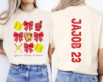 Camiseta de softbol personalizada, regalo de softbol personalizado, camiseta de mamá de softbol, camiseta deportiva para el día del juego, camiseta de mamá del equipo con número de nombre del niño