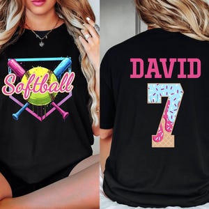 Comfort Colors® Personalized Softball Drip Mama Shirt, Custom Softball jersey, Softball Sister Shirt, ice cream drip tee, Mother&#39;s Day Gift