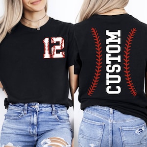 Custom Baseball Number and Name T-shirt, Personalized Baseball Gift, Baseball Mom Tee, Baseball Team Outfit, Sports Mom Gift, Gameday Shirt