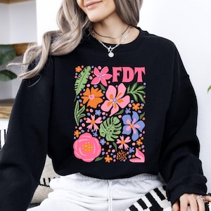 Subtle Anti Trump Protest Sweatshirt, Anti Trump Gift Subtle F*ck Trump Flower Sweater Gift for Democrat Feminist Political Protest Sweater
