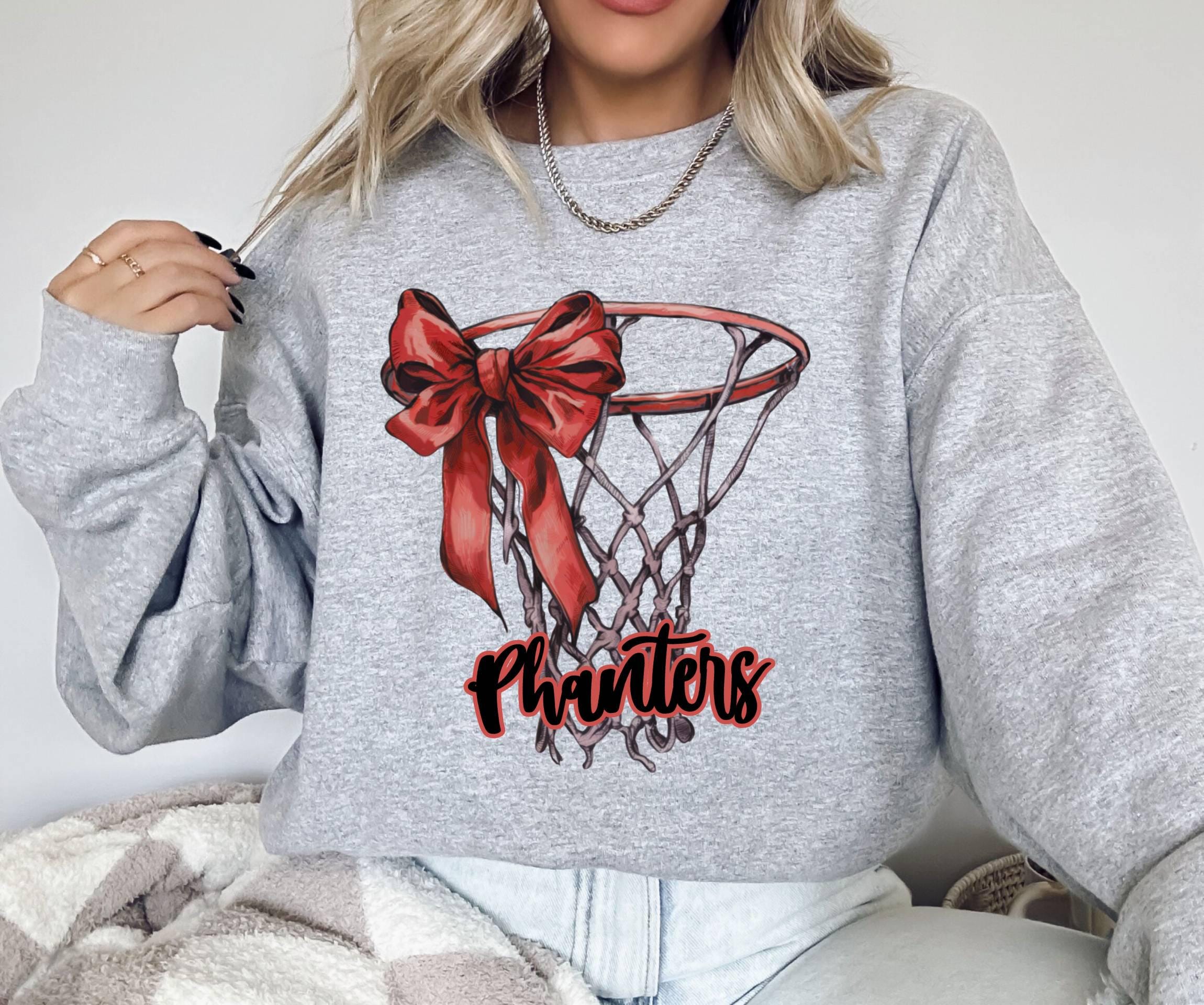 Personalized Basketball Sweatshirt, Basketball Mom Sweatshirt, Basketball Bow Sweatshirt, Sport Mom Gift, Basketball Lover Gift Game Day