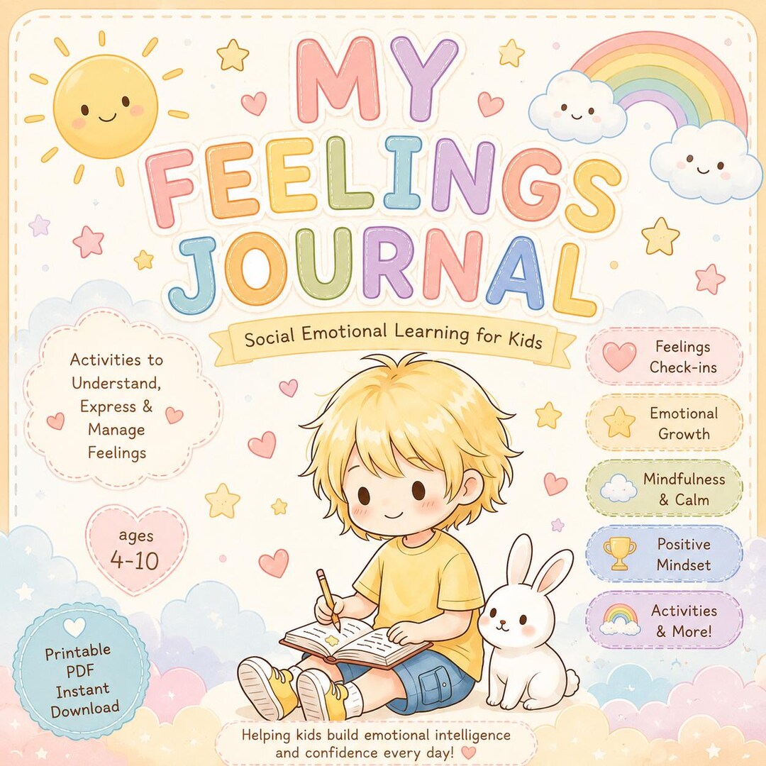 Sel Chibi Cute Feelings Journal for Kids | Social Emotional Learning Printable ...