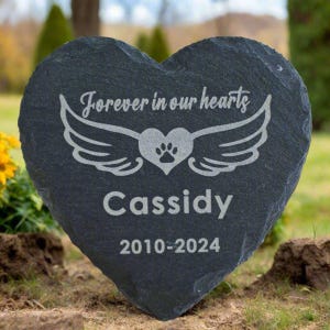 Pet Memorial Garden Stone,Personalized Engraved Heart Stone, Dog Cat Memorial Gift, Forever In Our Hearts Remembrance Gift, Pet Grave Marker