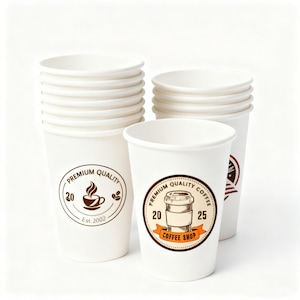 Custom Logo Coffee Cups – 9oz Eco-Friendly Paper Cups, 100 PCS  Personalized Disposable Cups for Events, Weddings, Parties & Small Business