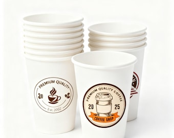 Custom Logo Coffee Cups – 9oz Eco-Friendly Paper Cups, 100 PCS  Personalized Disposable Cups for Events, Weddings, Parties & Small Business