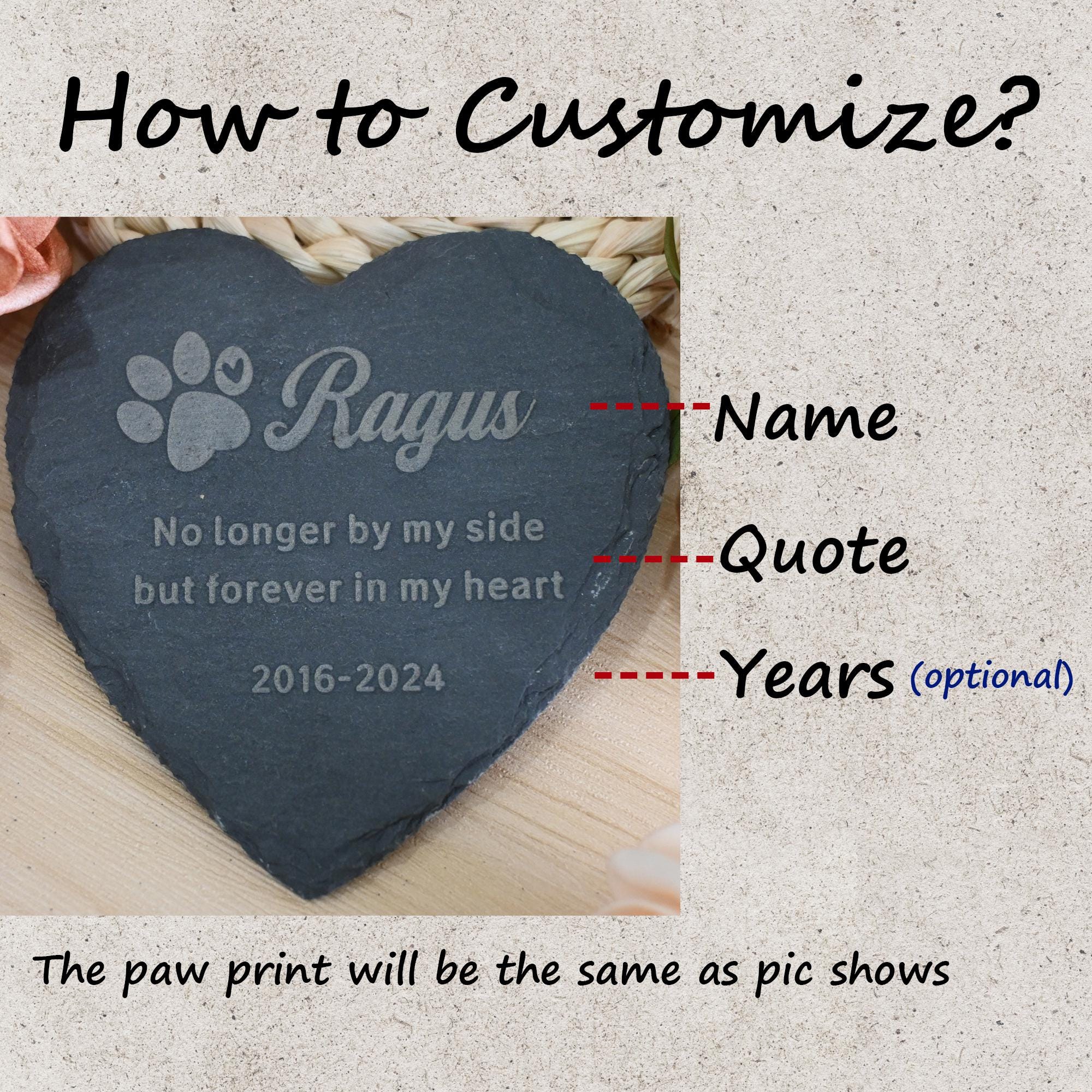 Custom Pet Memorial Stone Heart Shape, Personalized Engraved Stone Dog ...