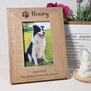 Personalized Pet Picture Frame 4&quot;x 6&quot;, Dog/Cat Memorial Wood Photo Frame, Pet Loss Keepsake Photo Frame, Pet Loss Passing Away Sympathy Gift