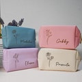 Personalized Name Cosmetic Bag with Birth Month Flower, Toiletry Makeup Bag Cosmetic Pouch, Wedding Bridesmaid Gift Bridal Shower Party Gift product logo