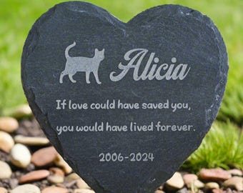 Personalized Cat Memorial Stone, Custom Engraved Heart Shape Cat Memorial Plaque, Cat Grave Stone, Cat Remembrance Gift, Cat Loss Gift