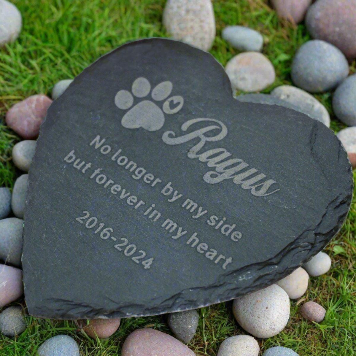 Custom Pet Memorial Stone Heart Shape, Personalized Engraved Stone Dog ...