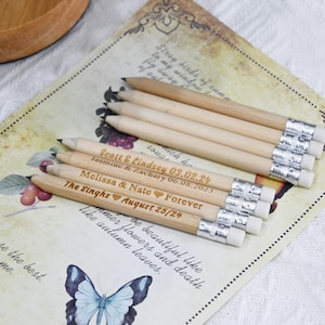 Custom Pencils,Wedding Favors for Guests in bulk, Personalized Engraved Rustic Wedding Wooden Pencils,Ideas for Favor Bags, Baby Shower Gift