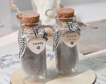 Personalized Pet Fur Memorial Jar 30ml, Custom Cat Fur Pet Hair Keepsake, Dog Cat Memorial Glass Jar, Pet Loss Gift, Pet Remembrance Gift