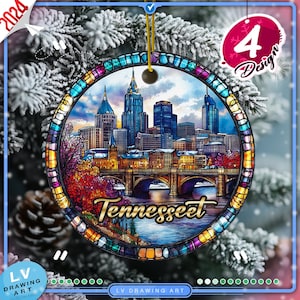 Tennessee Skyline Ornament, xmas ornaments, Christmas gifts, round ceramic ornament, vintage, Christmas ornaments, special gift